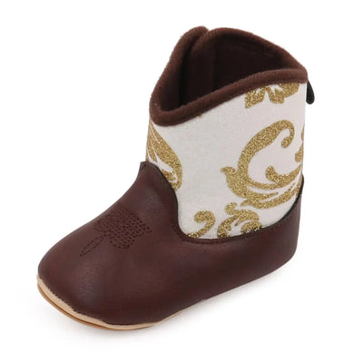 Embroidered Design Baby Soft Leather Boots