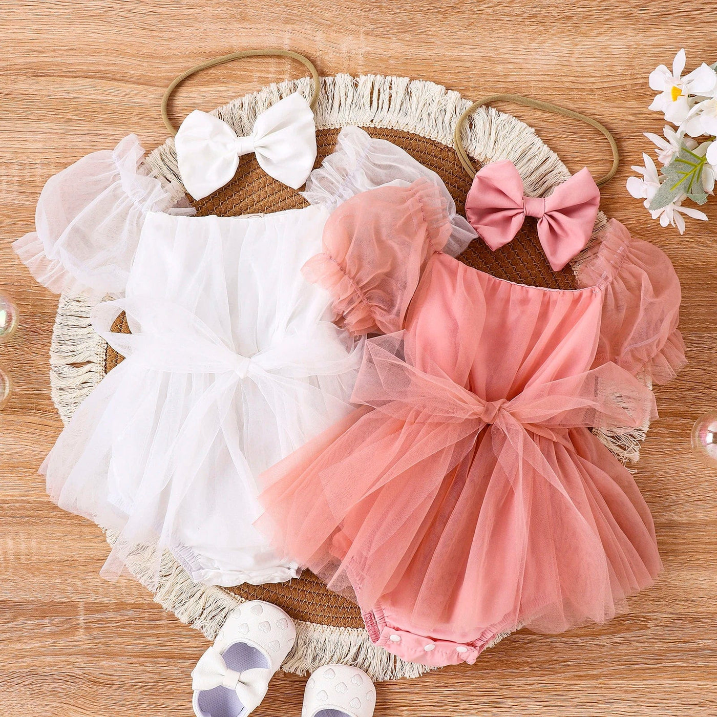Baby Tulle Dress Set with Bow Headband