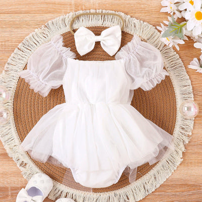 Baby Tulle Dress Set with Bow Headband