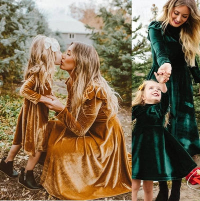 Matching Mother Daughter Velvet Dresses