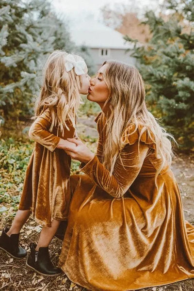 Matching Mother Daughter Velvet Dresses