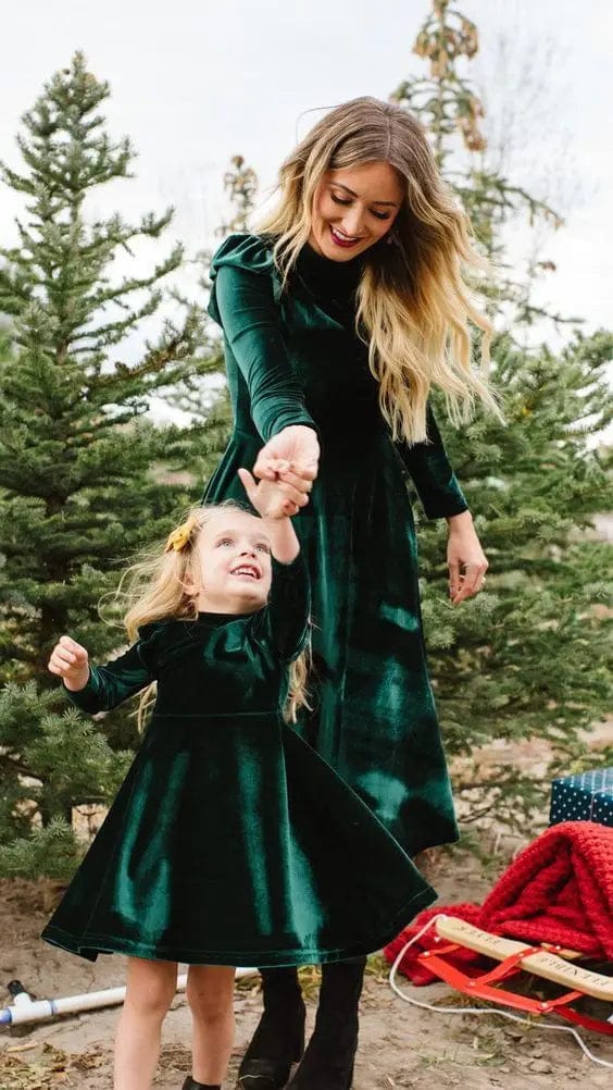 Matching Mother Daughter Velvet Dresses