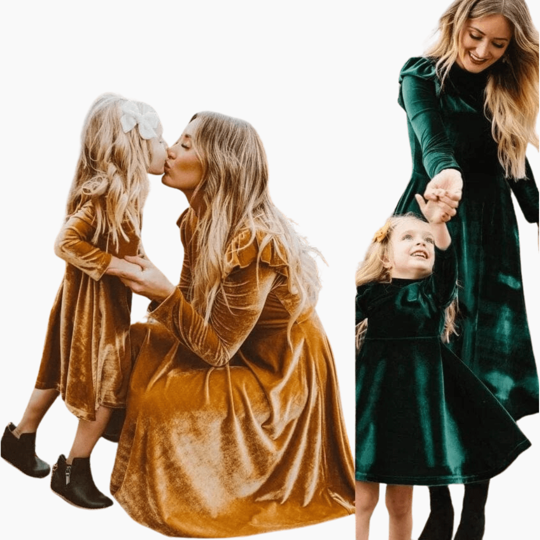 Matching Mother Daughter Velvet Dresses