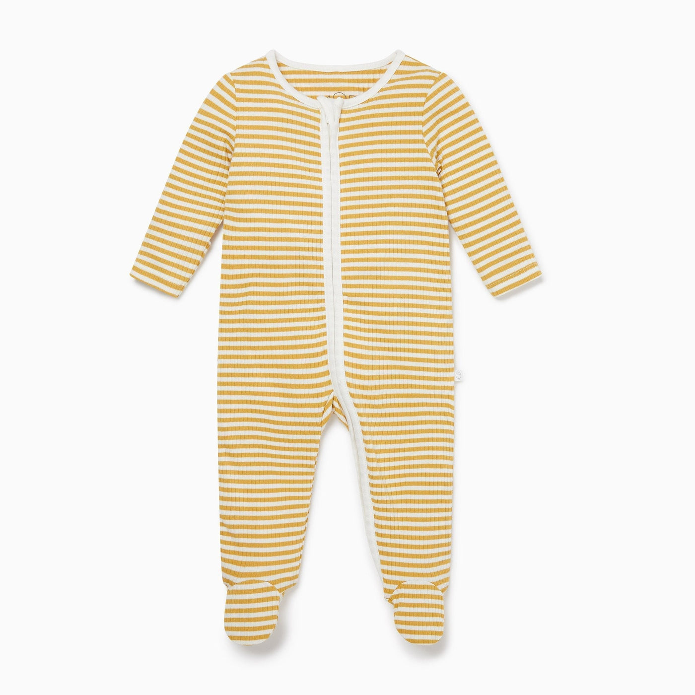 Mustard Stripe Ribbed Zip Sleepsuit
