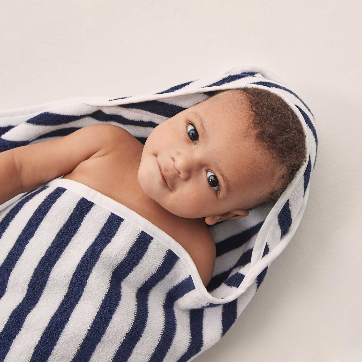 Navy Stripe Hooded Baby Bath Towel