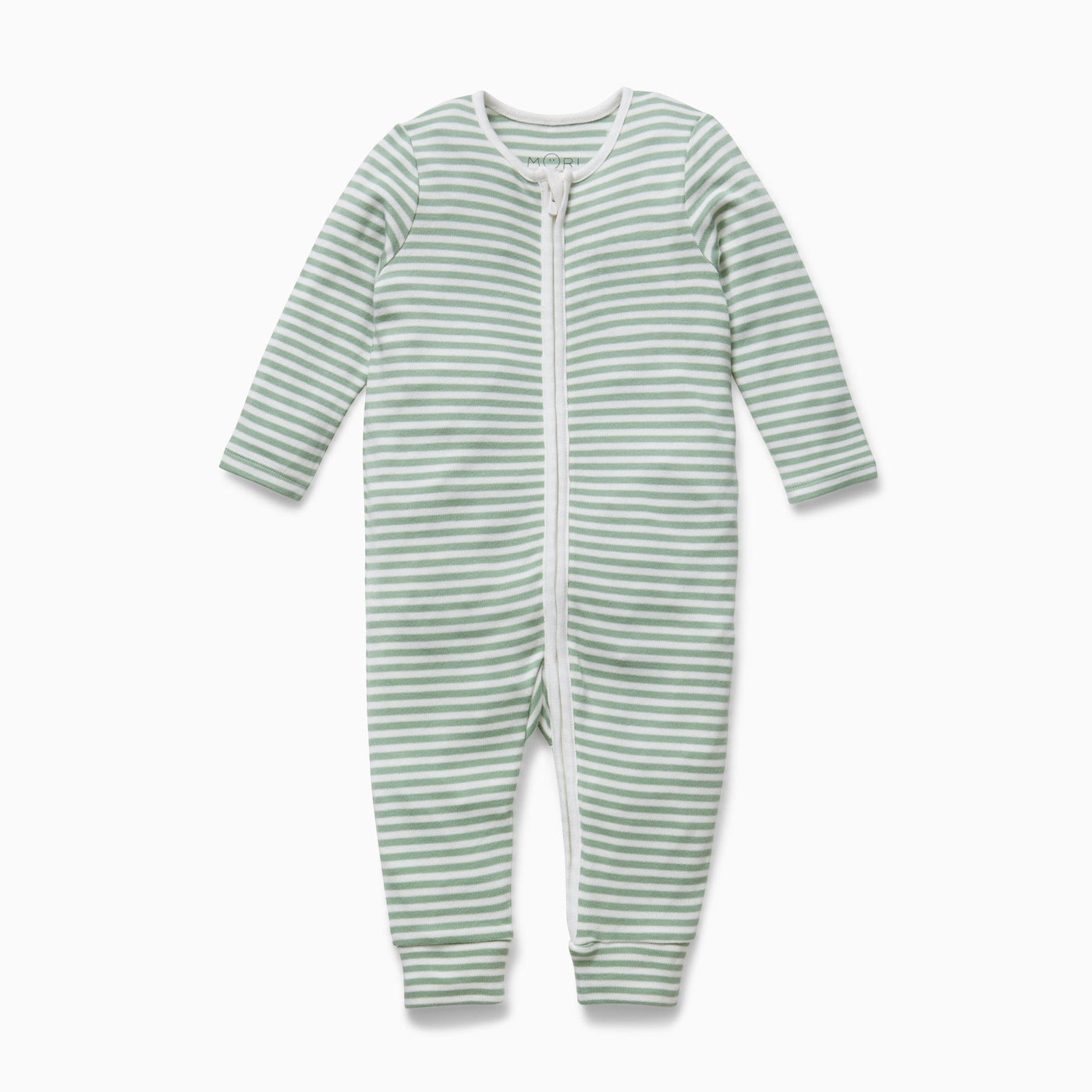 Sage Stripe Clever Zip Sleepsuit