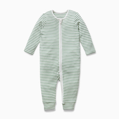 Sage Stripe Clever Zip Sleepsuit