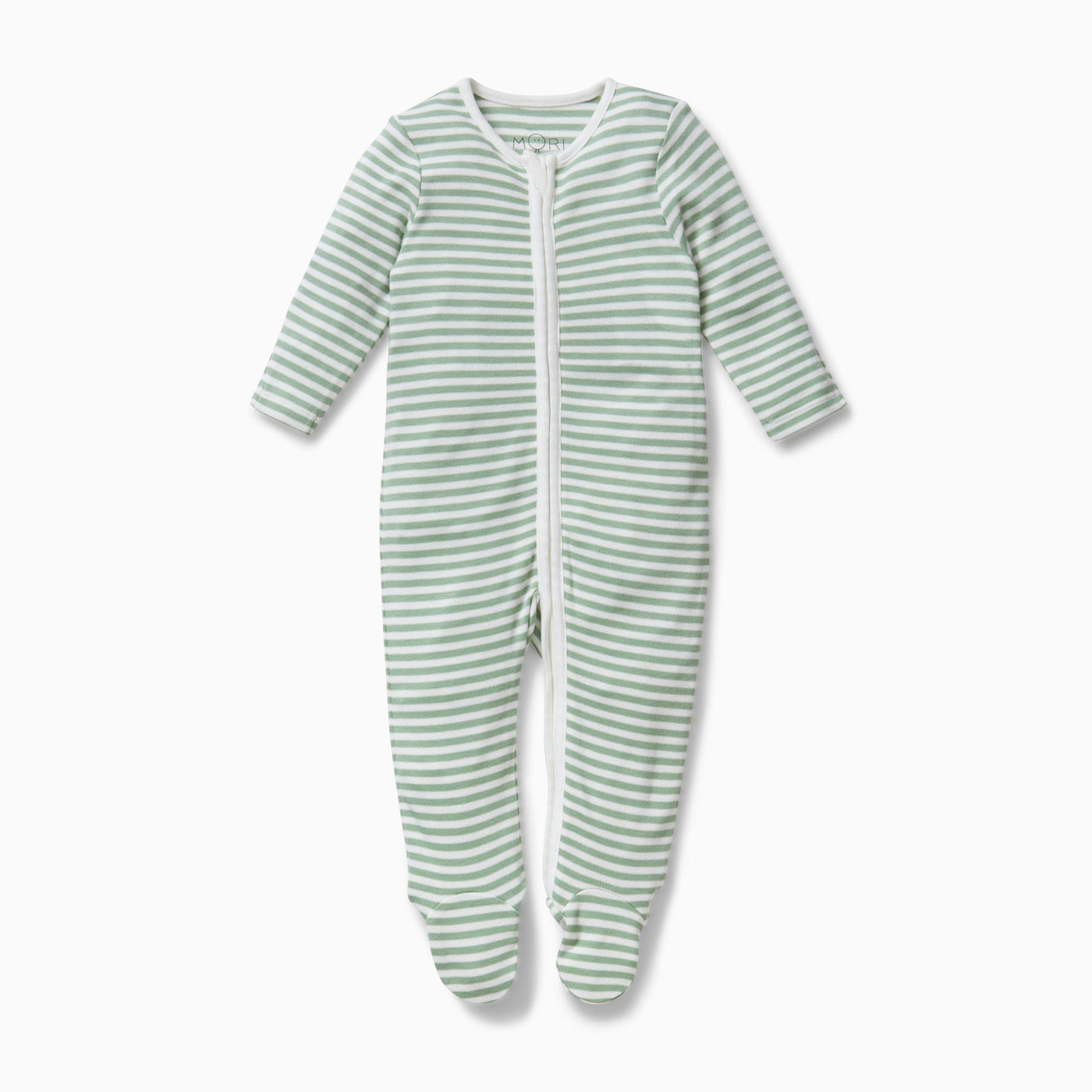 Sage Stripe Clever Zip Sleepsuit