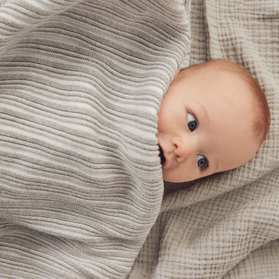 Silver Stripe Knitted Blanket