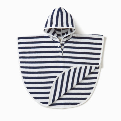 Navy Stripe Hooded Poncho