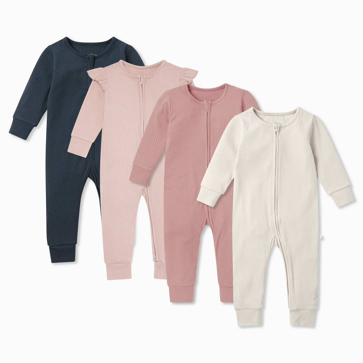 Ribbed Clever Zip Sleepsuit 4 Pack