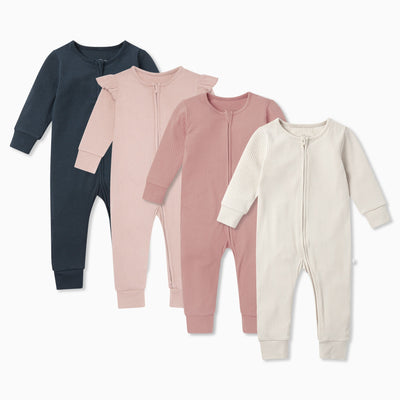 Ribbed Clever Zip Sleepsuit 4 Pack