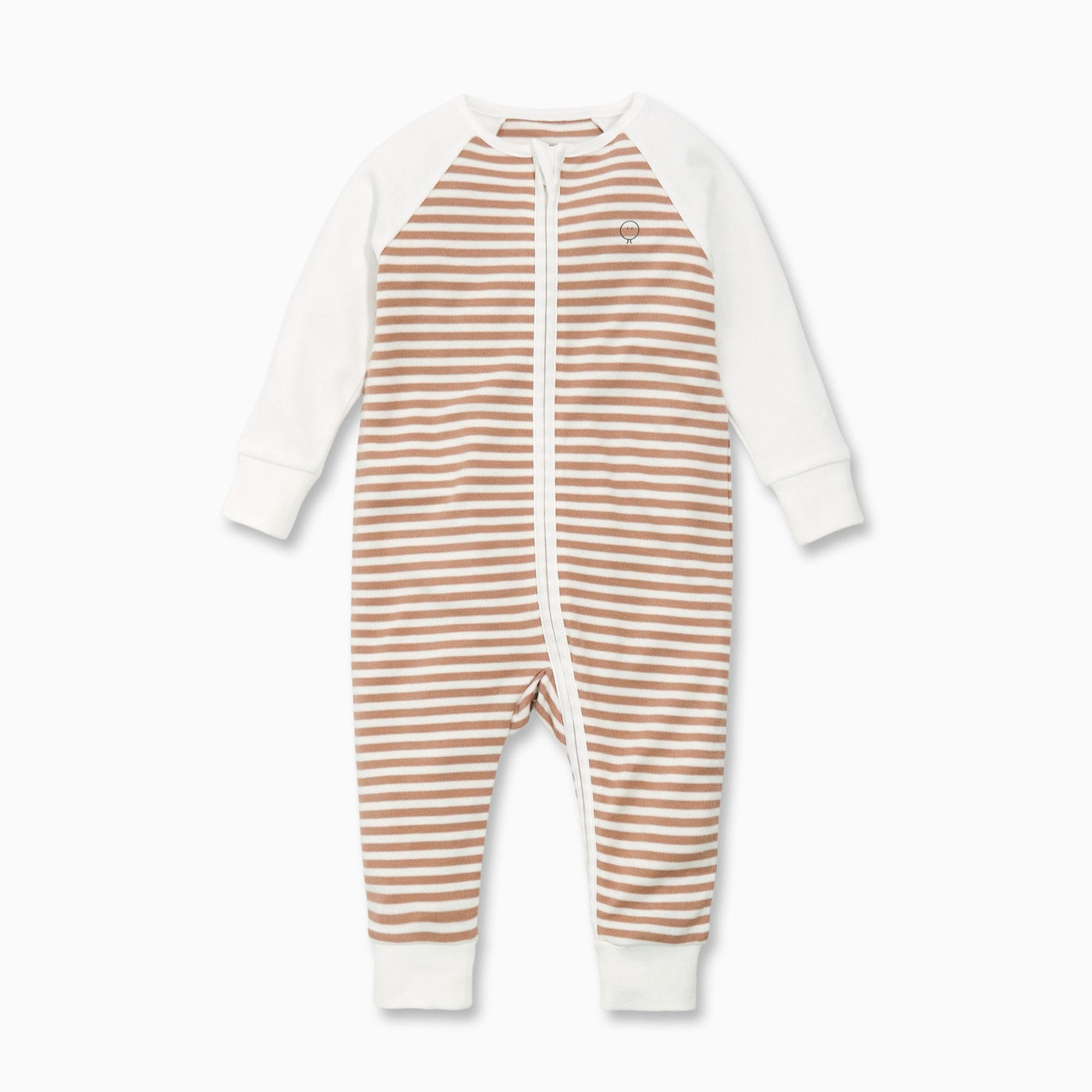 Caramel Stripe Raglan Zip-Up Sleepsuit